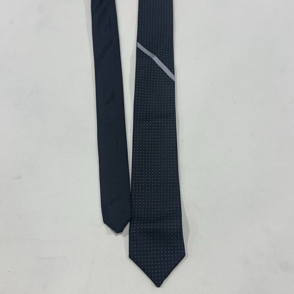 Express Black With‎ Silver Silk Necktie Slim 2.5" Wide Skinny